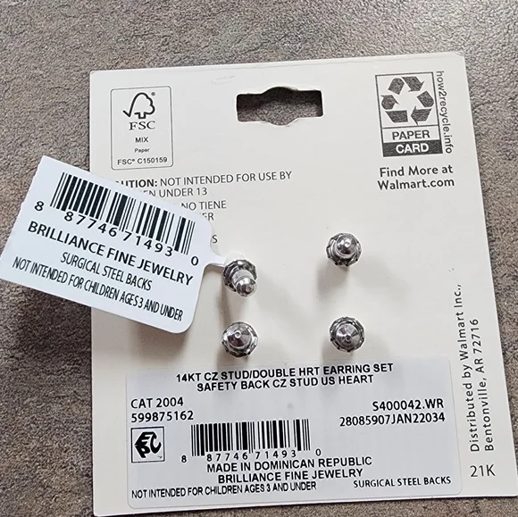 Brilliance Fine Jewelry Girl’s 14kt Yellow Gold Cubic Zirconia and Double Heart - Picture 3 of 4